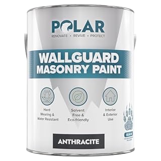 Polar Wallguard Anthracite Masonry Paint Exterior - 5 Litres | Waterproof Coating for Brick, Concrete, Stone, Pebbledash, and Ironwork | High Durability and Superior Protection for Exterior Walls