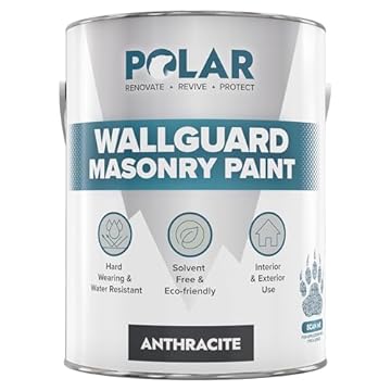 Polar Wallguard Anthracite Masonry Paint Exterior - 2.5 Litres | Waterproof Coating for Brick, Concrete, Stone, Pebbledash, and Ironwork | High Durability and Superior Protection for Exterior Walls