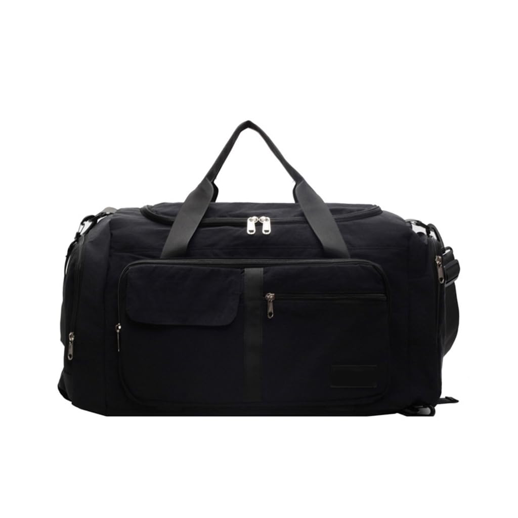 Bolsa de gimnasio, bolsa de entrenamiento, bolsa de deporte, bolsa de viaje de gran capacidad, bolsa de fin de semana, bolsa de fitness simple para mujer y hombre, Negro, 26x50x24cm, Moderno