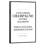 artboxONE Poster mit schwarzem Rahmen 30x20 cm Schwarzweiß Champagne Quote - Bild Coco Chanel