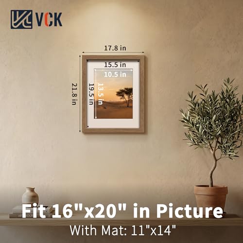 Image of VCK 16x20 Picture Frame 5 Pack, Walnut Exclusive Wood, HD Glass, for Print