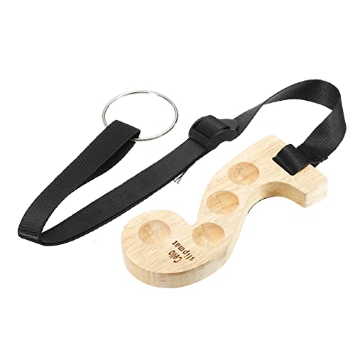 sourcing map Cello Endstift Stopfen Holz rutschfest Halter Bodenschutz 4 Löcher mit verstellbarem Riemen für Cello Gleitschutz