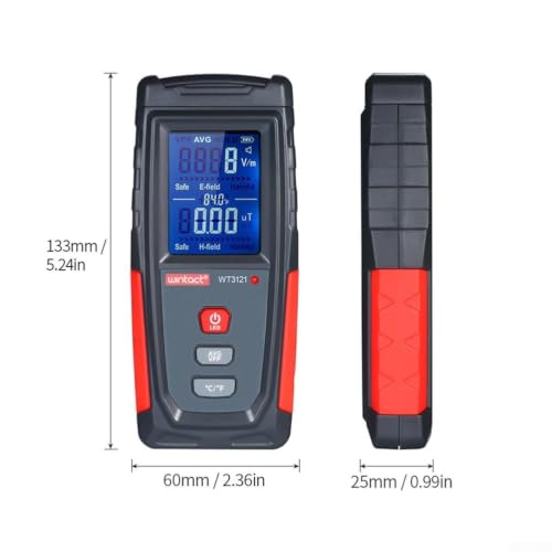 Medidor EMF WT3121 con alarma sonora y bloqueo de datos para campos electromagnéticos 8
