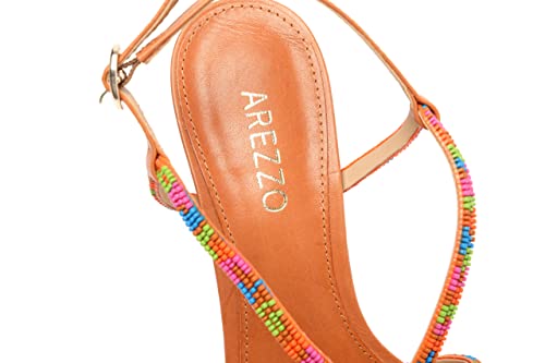Arezzo Women's Paola Beads Strappy Chunky Heel Sandal, Multicolor, Size 7.5 #TOP5