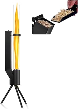 Pellet Stove, Patio Heater Wood Pellet Heater, Rocket Stove Smokeless Wood Pellet Burning Flame Fire Disk Outdoor Backyard Bonfire Large Fire Pit Camping Patio Garden Picnic Fireplace