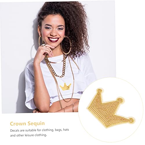 EXCEART Eisen Auf Abzeichen Zeichen Pailletten Patches Stickerei Patch Nähen Patch Gold Krone Applikationen Kappe Dekorationen Krone Vintage 5 Stück