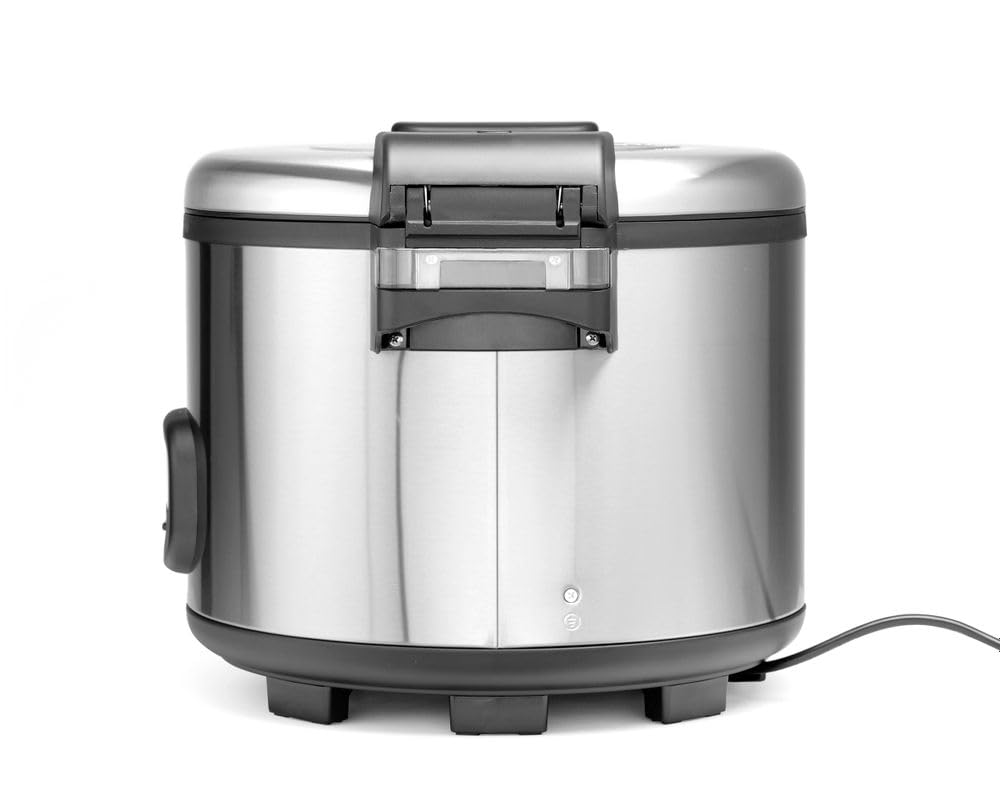 HENDI Reiskocher, Reishunger, Warmhaltefunktion, 30 Tassen Trockenreis, Inhalt 5,4L, Inklusive Messbecher, Reislöffel und Silikon-Antihaftpolster, 230V, 1950W, 455x455x(H)380mm, Edelstahl
