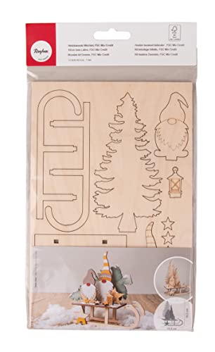 Rayher Holzbausatz Schlitten mit Wichtel, Holz FSC zertifiziert, natur, 11,5 x 5 x 16,5cm, Set 12-tlg, Holzdekoration Weihnachten, zum Basteln und Bemalen, 46671505, Beige Rayher Holzbausatz Schlitten mit Wichtel, Holz FSC zertifiziert, natur, 11,5 x 5 x 16,5cm, Set 12-tlg, Holzdekoration Weihnachten, zum Basteln und Bemalen, 46671505, Beige