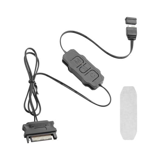 YAODHAOD Mini controlador ARGB RGB de 3 pines de 5 V, modo de luz integrado, fuente de alimentación SATA, controlador RGB para ventilador de PC, tira de luz, radiador refrigerado por agua/aire (negro)
