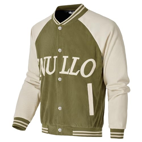 Image of Men's Varsity Jacket Casual Baseball Bomber Jackets Buckle Style Relax Fit