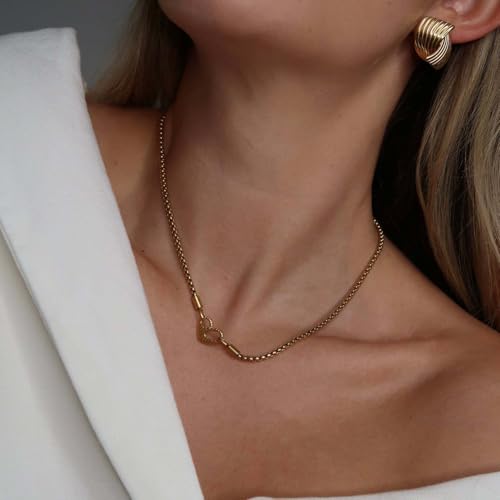 Stainless Steel 18K Gold Plated Love Necklace I am worthy Gold Pendant Necklace Double Sided Wearable Love Thick Chain Necklace Valentine's Day Jewelry2
