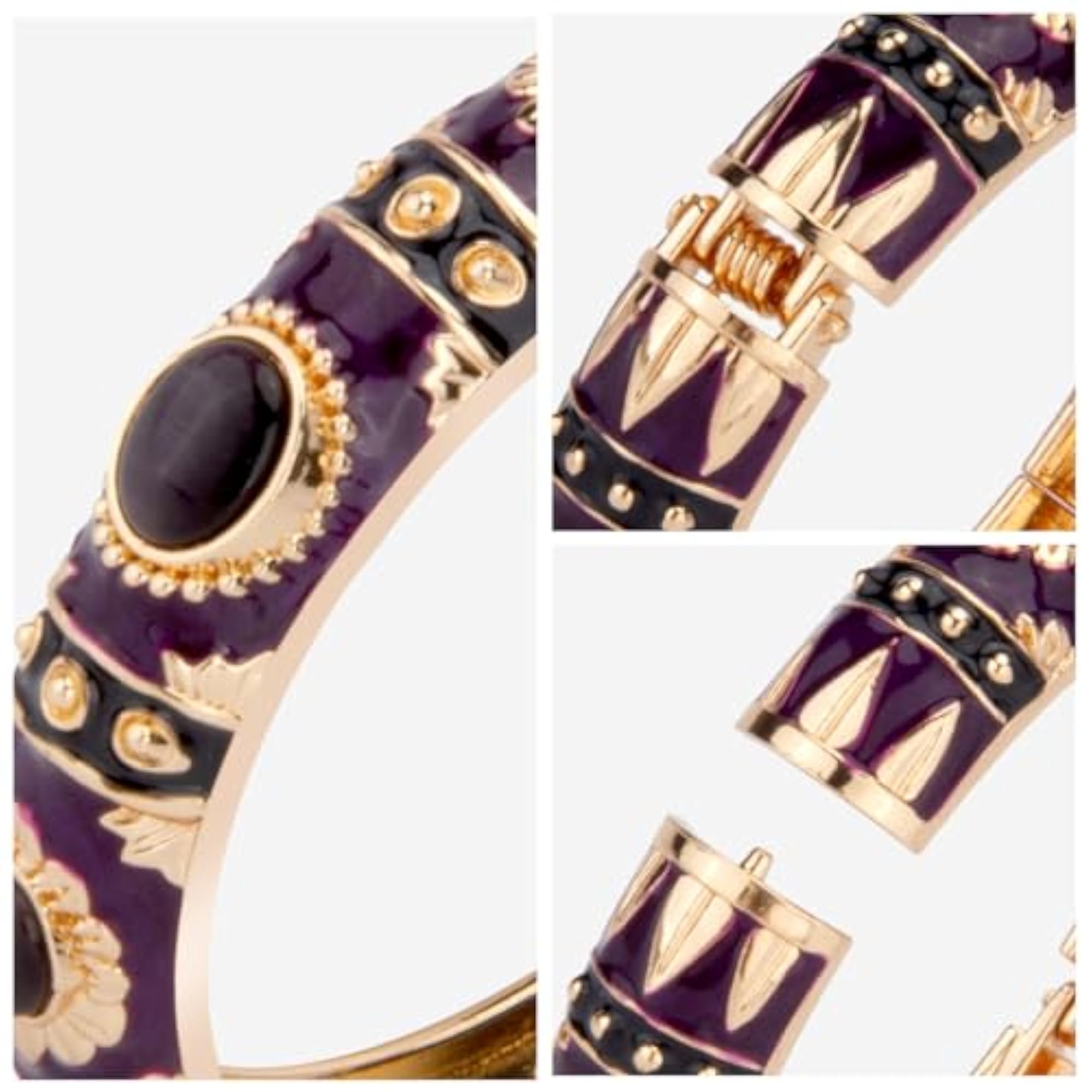 Enamel Bangle Bracelet with Cat's Eye Fashion Accessories