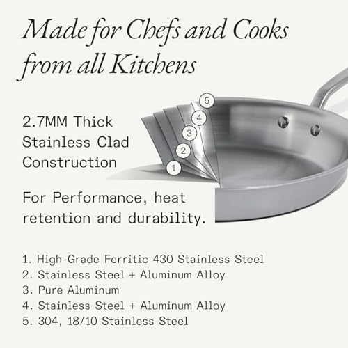 Image of Made In Cookware - 10-Inch Stainless Steel Frying Pan - 5 Ply Stainless Clad - Professional Cookware - Crafted in USA - Induction Compatible
