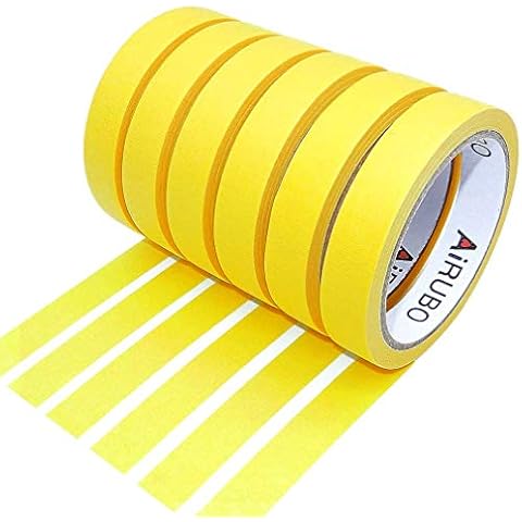 ALBOYI 6 Pack Yellow Masking Tape 18mm×20m Strong Adhesive General Tape for Painting, Spray Masking, Decorating, Industrial, Arts, Crafts Cover