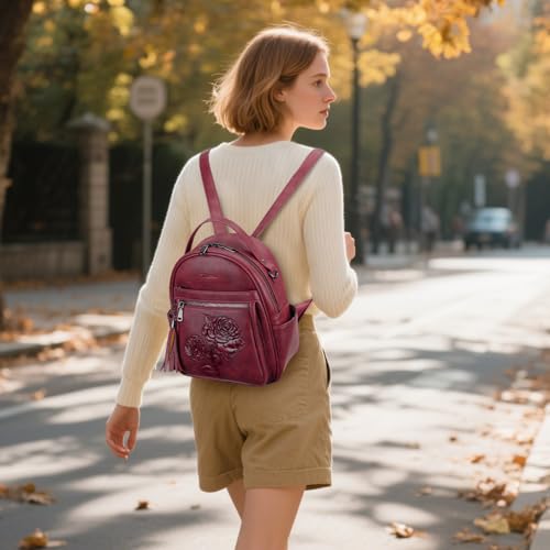 Image of Mini Backpack Purse for Women,Vegan Leather Small Backpack for Daily | Embossed Lightweight Water-Resistance Travel Mini Fashion Daypack Bag,Ladies Casual Backpack Purse Gift Choice for Women
