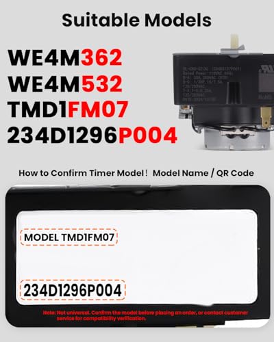Image of WE4M532 TMD1FM07 234D1296P004 WE4M362 WE04M0532 Dryer Timer Compatible with GE /Hotpoint Dryer Replacement Part PS8746223 AP5788219 3029573 OEM Upgraded Dryer Timer, 1 Year Warranty