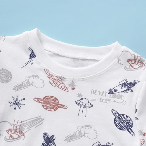 Kids Cotton Pajama Set Short Sleeve Top with Pants Toddler Boys Pjs Sleepwear3