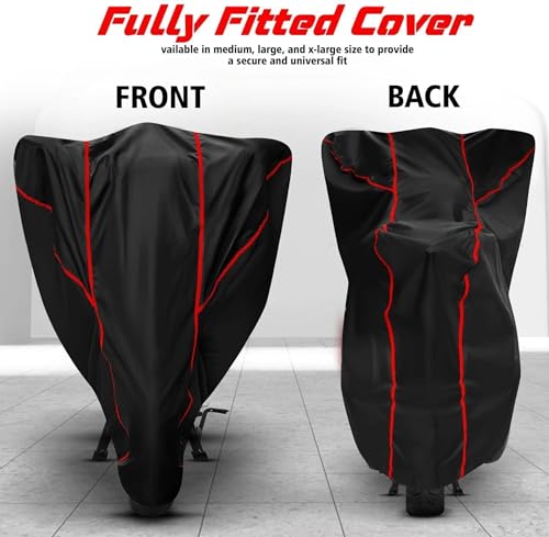 Image of Water Resistant Bike Cover Dustproof UV Protection Bike Body Cover for Honda SP 125 All-Weather Protection with Red Piping - Black