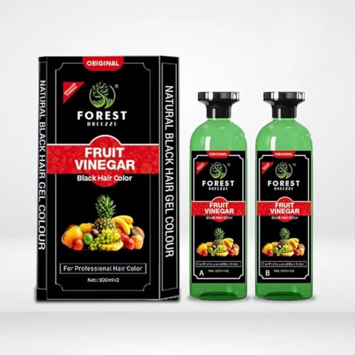 Image of Forest Breeze Fruit Vinegar Professional Black Hair Color Gel - Natural Black Hair Dye for Full Grey Coverage 500ml x2 - Gel Form
