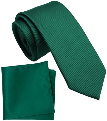 Image of Boy's Solid Tie with Pocket Square Set, Regular Necktie for Children and Kids, Self-Tied