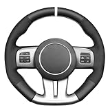 MEWANT Steering Wheel Cover for Jeep Grand Cherokee (SRT) 2012-2013 Dodge Challenger (SRT) 2012-2014 / Charger (SRT) 2012-2014 Genuine Leather Custom Version Steering Wheel Wrap