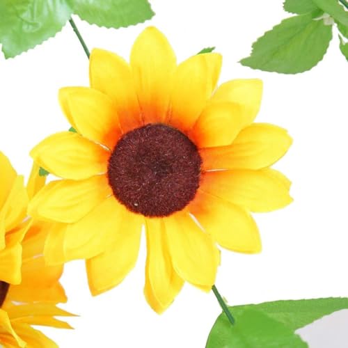 10パック造花の藤 ひまわり 壁飾り花 枯れない花 ガーランド 向日葵 インテリア飾り 壁掛け 人工花 人工観葉植物 家庭やパーティーの装飾のための花輪を吊る 喫茶店/スーパー/茶室/自宅に適用 2.3メートル