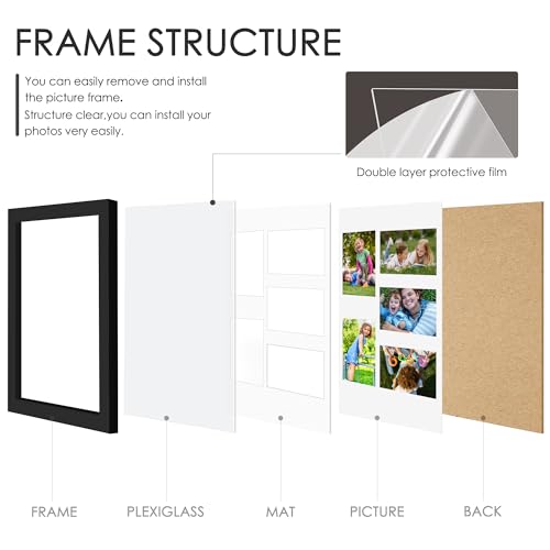 Image of DUENPY 13x16 Picture Frame 5x7 Collage Picture Frame Displays Five 5x7 inch Photos Collage Wall Decor Wall Hanging Black
