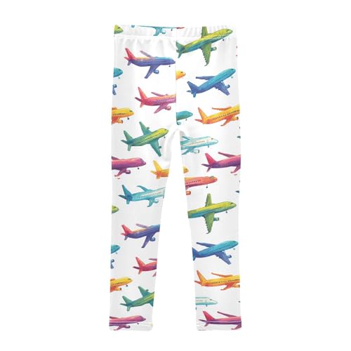 Boccsty Green Pink Yellow Airplanes Girls Leggings Kids Yoga Pants Dance Active Tights 4T2