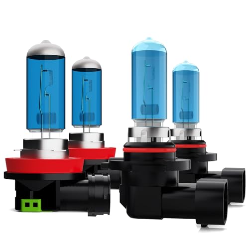 ZPXGIZT Light Bulbs Fit For Ford Fiesta 2011-2013, 9005 H11 High Low Beam High Performance Halogen Headlight Bulb Combo, 6000K White Light, Pack of 4