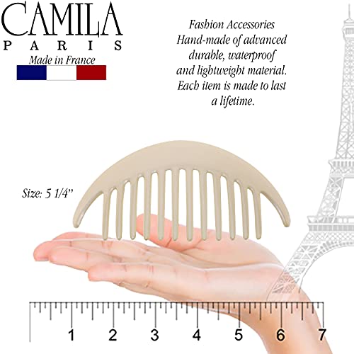Camila Paris Cp3016 French Hair Side Combs, Beige Pearl Interlocking Combs French Twist Hair Combs, Strong Hold Hair Clips For Women Bun Chignon Up-Do, Styling Girls Hair Accessories, Made In France #TOP2