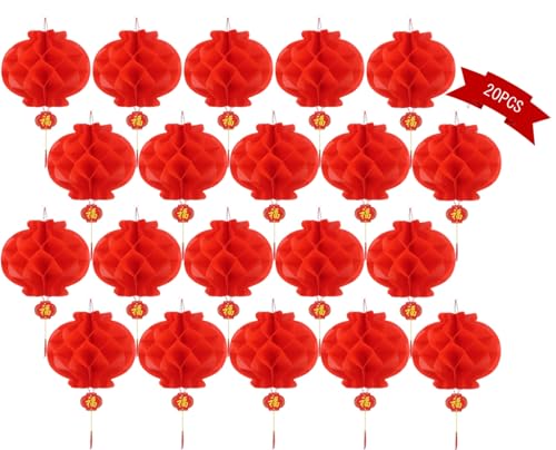 ZUJIEFU 20PS Holiday Decorations;Chinese Red Paper Lanterns Festival Decorations for New Year Spring Festival Wedding Celebration and Restaurant Lantern Festive Decoration Home Decor(10 INCH)