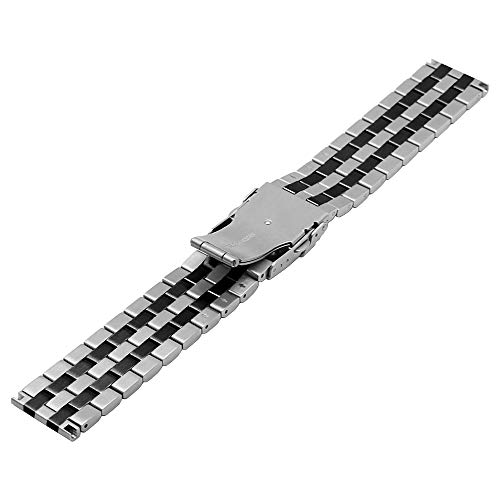 Juntan 24Mm Two Tone Watch Band Stainless Steel Decent Watch Strap For Men Women Elite Wrist Band Black Silver Metal Bracelet Diver Clasp #TOP3