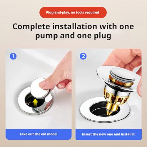 Tapón de desagüe con botón para baño y cocina miniatura 2
