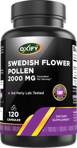 Oxify Swedish Flower Pollen 2000 mg Equivalent Per Serving | 120 Capsules | Gluten-Free, Non-GMO | Supplement Made in USA