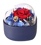 Preserved Real Rose Jewelry Box,Forever Eternal Rose Flower Creative Gifts Romantic Ring Box for Her...