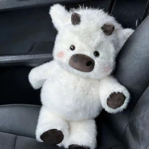 JORCEDI Highland Kuh Kuscheltier Hochlandrind Kuscheltiere Plüschtier Highland Cow Stofftier Plüschtiere Laufendes Kalb Puppe Kinder Plüsch Spielzeug für Männer Frauen Kinder Teenager (45cm Weiß)