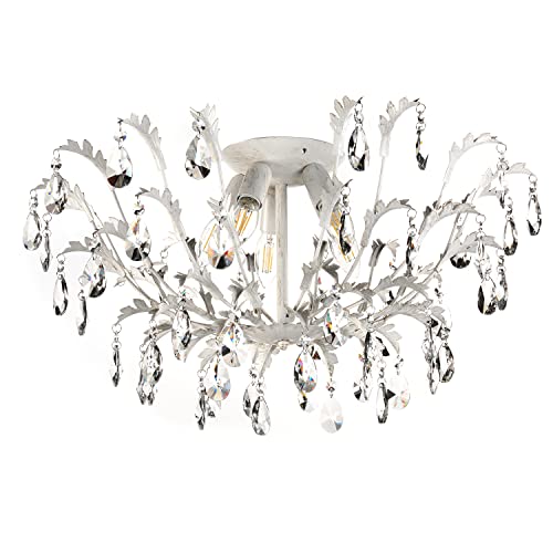 Panier plafonnier 5 lumières E14 salon lustre chic ivoire or ONLI