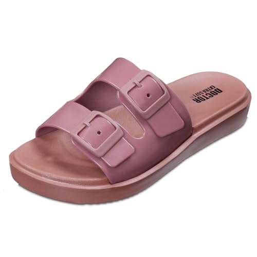 Image of DOCTOR EXTRA SOFT Women's Classic Cushion Sliders /Slippers with Adjustable Buckle Strap for Adult | Comfortable & LightWeight| Stylish & Anti-Skid|Waterproof & Everyday Flip Flops Ladies /Girls New-523