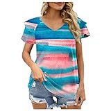 Crop Shirt Damen, Longshirt Damen Big Shirt Stehkragen Pullunder Für Damen Sport Shirts Fitness T-Shirt Baumwolle T Shirt Valentinstag Fledermausärmel Top Glitzer Festlich Pailletten (Blau-3,M)