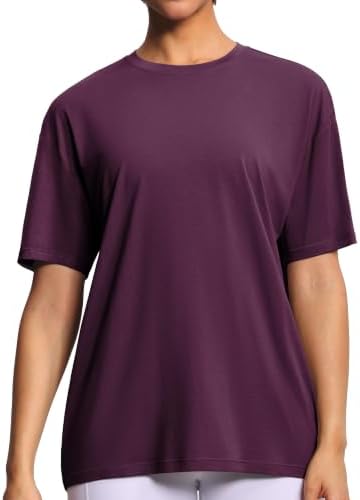 THE GYM PEOPLE Women's Workout Tops Oversized T-Shirts Crewneck Basic Tee