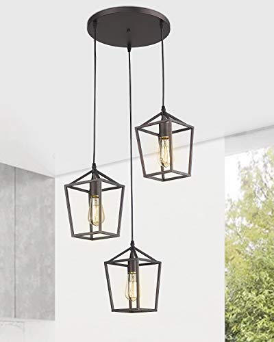 Emliviar 3-Light Pendant Lighting, Cluster Pendant Hanging Light For Kitchen Dining Room, Oil Rubbed Bronze Finish, 20065D-3 Orb #TOP3