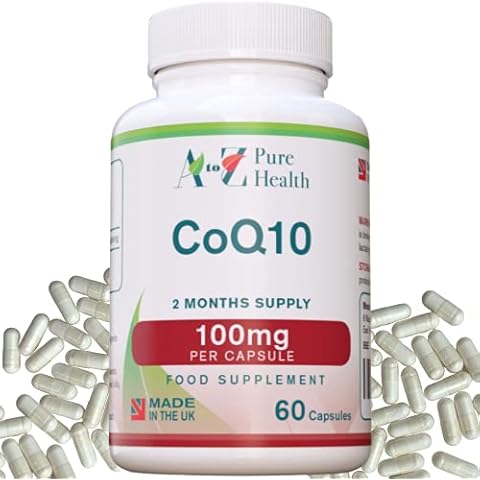 CoEnzyme Q10 Capsules | Daily High Strength COQ10 Supplement |100mg 60 Capsules (2 Months' Supply) Premium Q10 Supplement | Support for Cardiovascular Health and Immune System | UK Made Cover