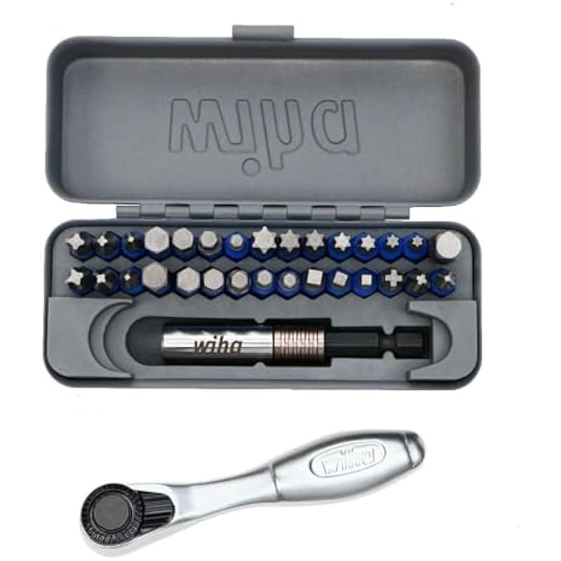 Wiha 76889 32 Piece GoBox TerminatorBlue Impact Bit Set with Mini Ratchet One Size DRIVE Bit Set