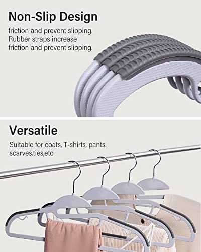 Plastic Hangers 60 Pack, Premium Quality Plastic Suit Hangers, S-Shaped Opening, Non-Slip, Space-Saving, 360º Swivel Hook, 16.5 Inches Long, 0.2" Thickness Super Lightweight Organizer #TOP2