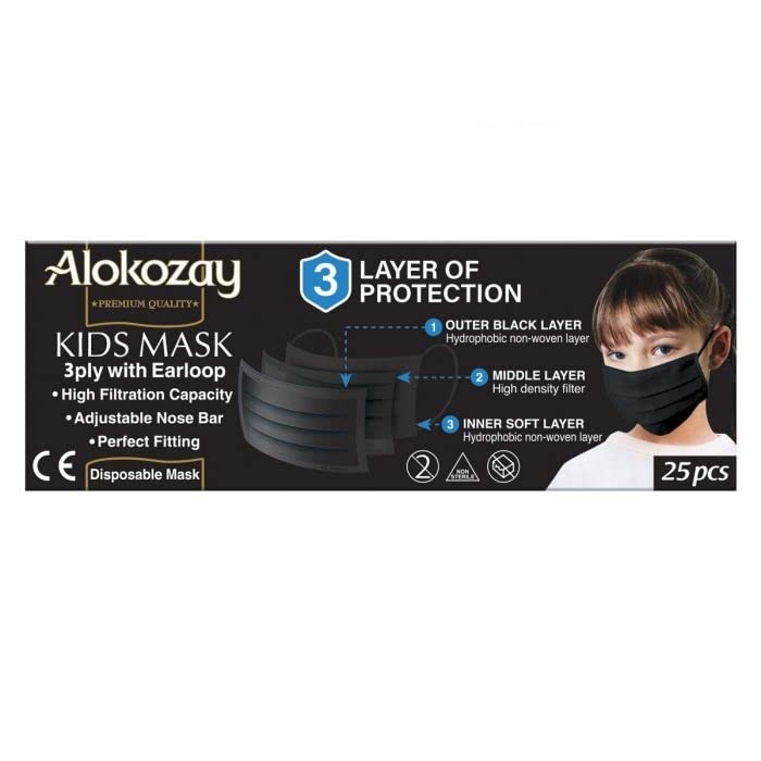 Unisex Alokozay Medical Face Mask 25 Pieces - Surgical/Disposable Face Mask With 3 Layers Of Protection For Kids - Ce Certified