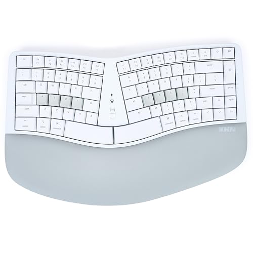 Image of KINESIS mWave Ergonomic Keyboard for Mac (White) | Mechanical Switches | Bluetooth & USB | Programmable | Backlit | macOS Modifiers & Hotkeys