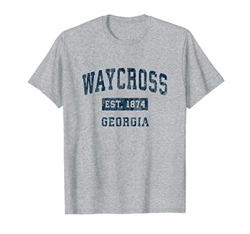 Waycross Georgia GA Vintage Sports Design Navy Print T-Shirt