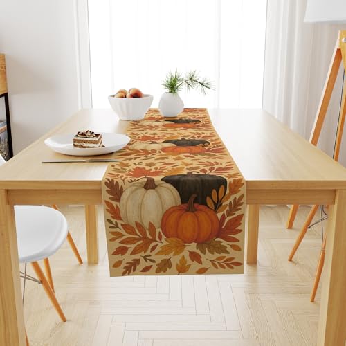 OHOME Fall Decorations for Home - Table Runner for Indoor Outdoor - Thanksgiving Decor for Fall Friendsgiving | Thanksgiving Centerpieces Banner for Tables Room Office Kitchen