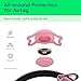 Airtag Dog Collar, Reflective Ultra-Durable Nylon Padded with QR Code Buckle & IP68 Waterproof Air Tag Holder Compatible for Apple AirTag, Comfortable for Small Medium Large Dogs(Pink,L)