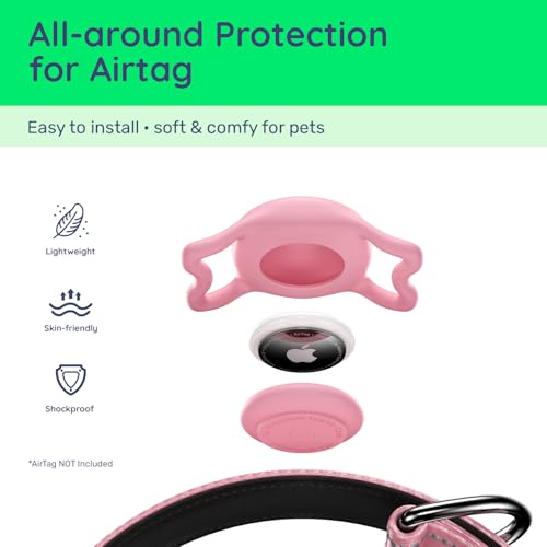 Airtag Dog Collar, Reflective Ultra-Durable Nylon Padded with QR Code Buckle & IP68 Waterproof Air Tag Holder Compatible for Apple AirTag, Comfortable for Small Medium Large Dogs(Pink,L) - Image 5